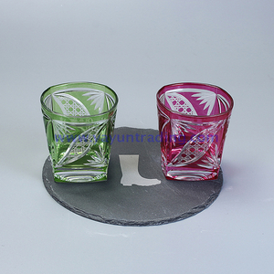 hand etched overlay square wine glass tumbler 