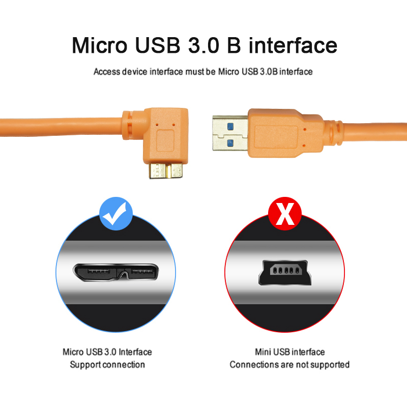 Micro USB 3.0 B Interface Data+Charging Cable 90°