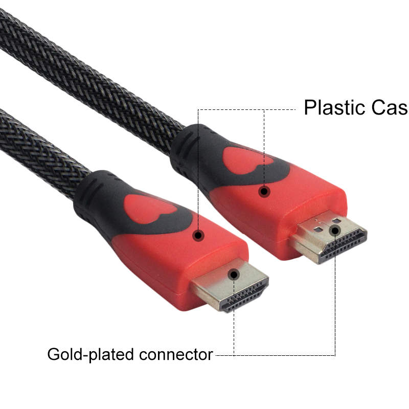 1080P Nylon Braid HDMI 1.4 Cable Support 3D, 4K
