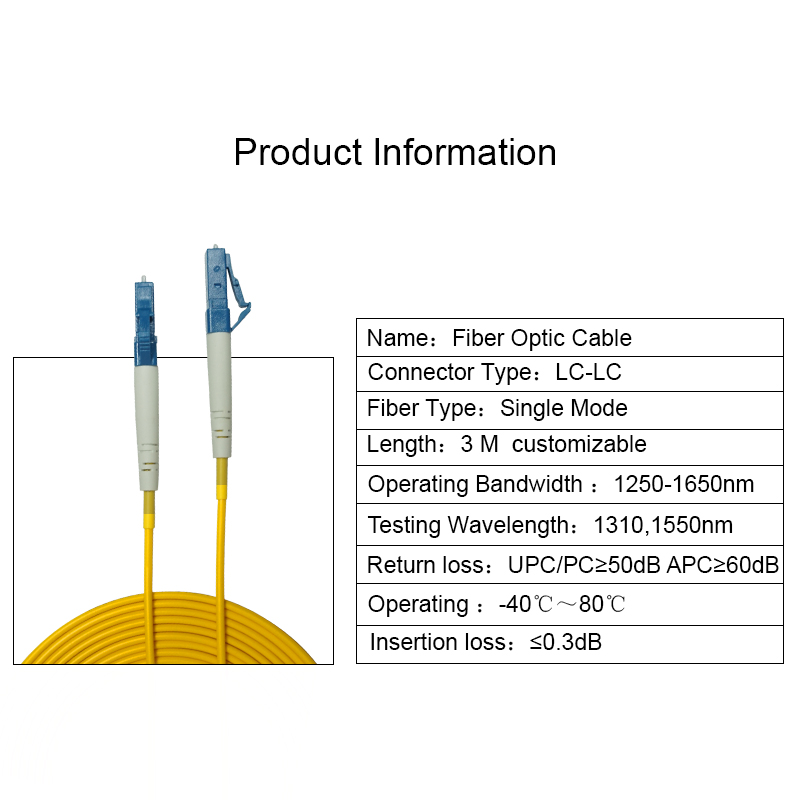 LC - Cable de parche de fibra óptica LC con modo único