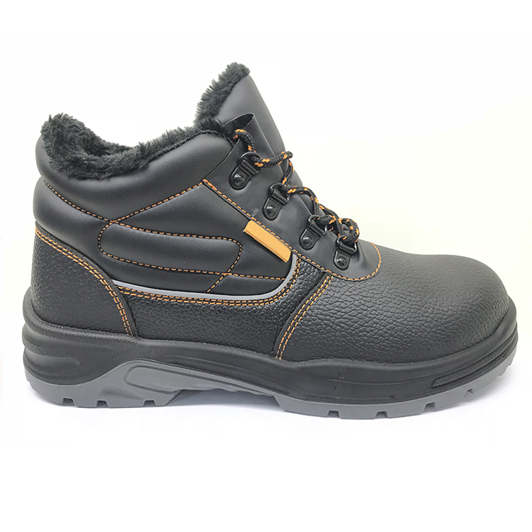 ENS003 steel toe fur lining leather winter safety boots 
