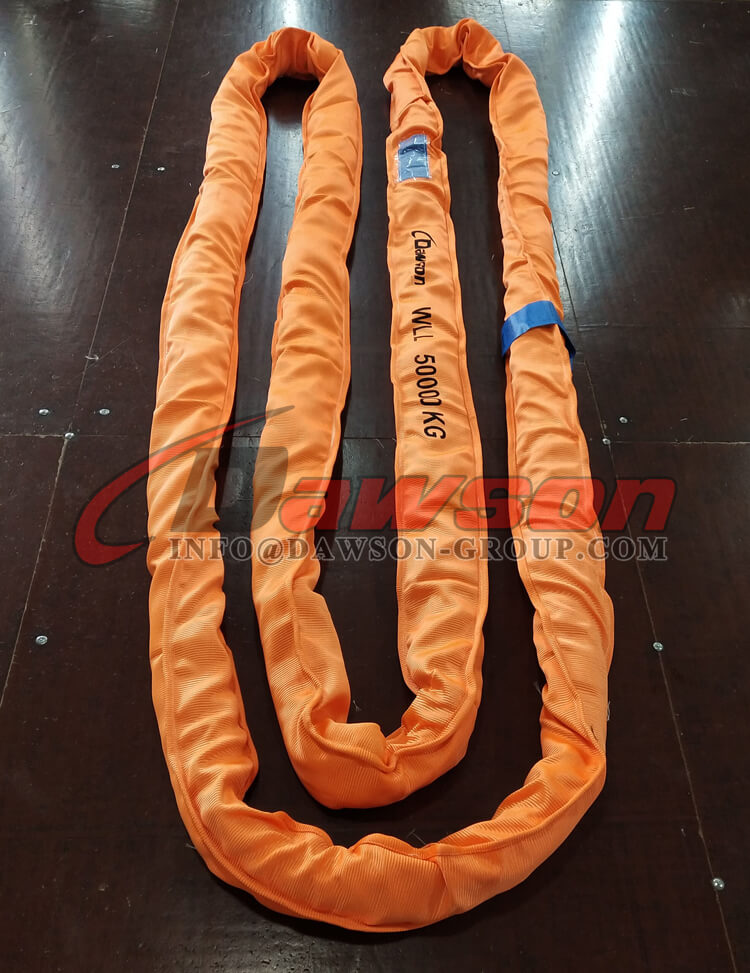 WLL 50T 50000kg Polyester Round Slings, Heavy Duty Endless Round Lifting Slings, Soft Round