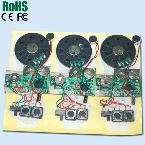 Custom recordable sound module for greeting card and postcard