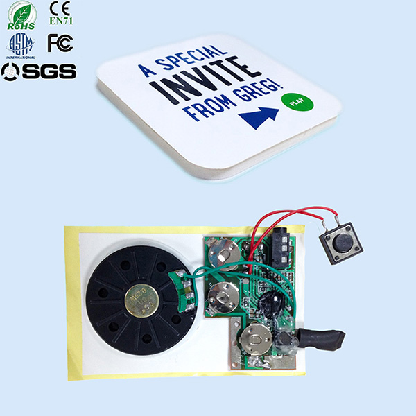 Recordable music light sensor sound modules for postcard sound chip