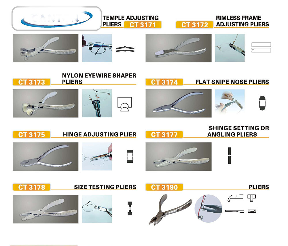 Pinces en acier inoxydable pour lunettes