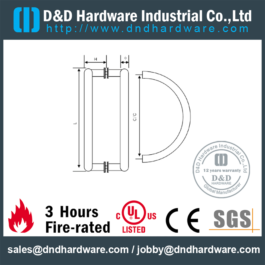 Aço Inoxidável Grau 316 Puxador para Porta De Vidro Deslizante-DDPH029