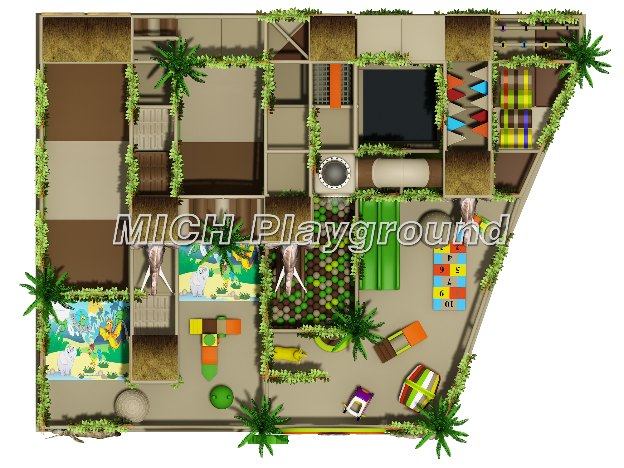 Dschungel -Themenkinder Indoor Soft Play Center