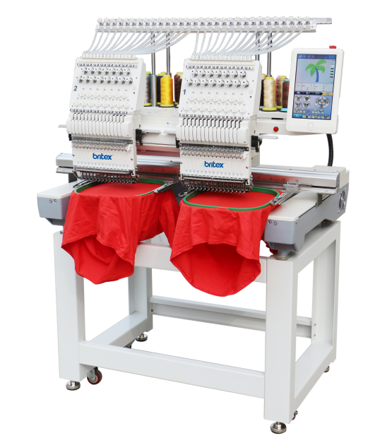 BR-1502 2 Heads 15 Needles Computerized Flat Embroidery Machine , Cap ...