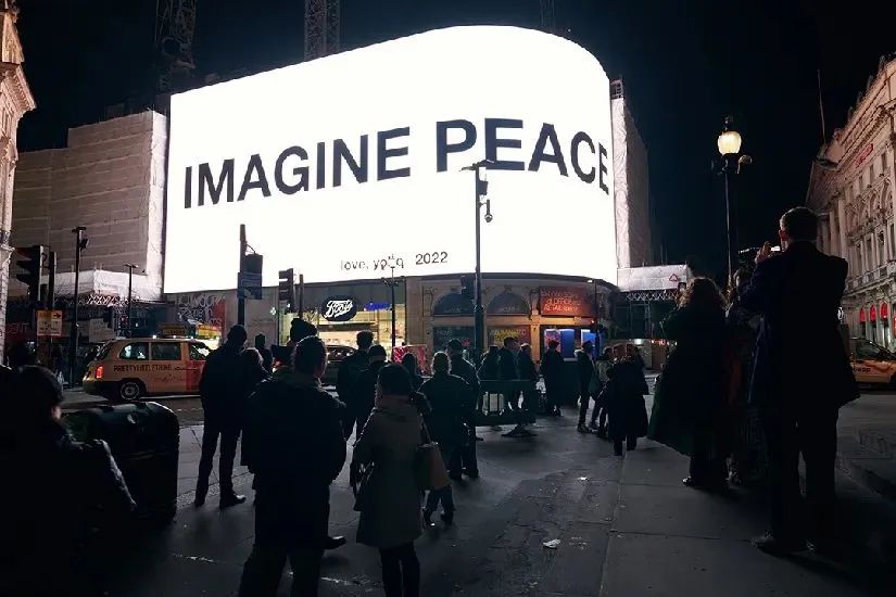 Imaginar la paz ootdoor advertisng póster