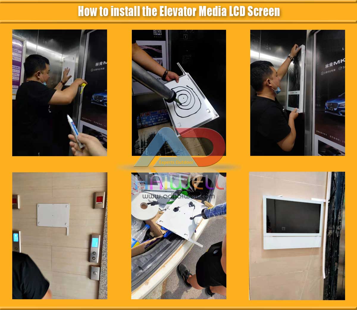 Anleitungen zur Installation von Elevator-Media-LCD-Bildschirm