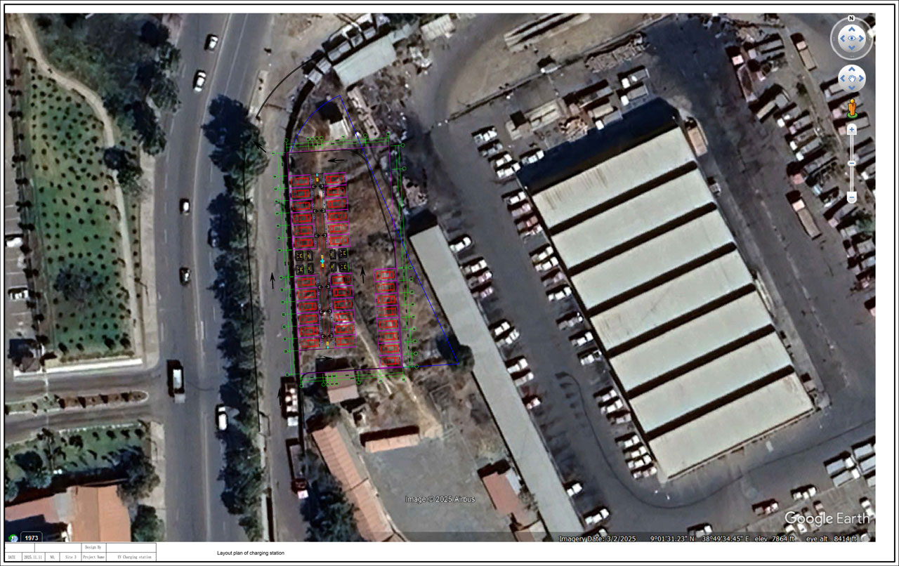 Plan d'implantation de la borne de recharge pour v&eacute;hicules &eacute;lectriques
