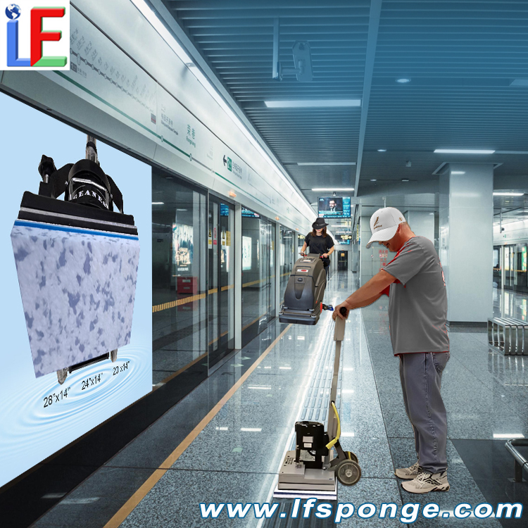 Subway Station Platform Cleaning Fleece Combo Melamine Square Pad 