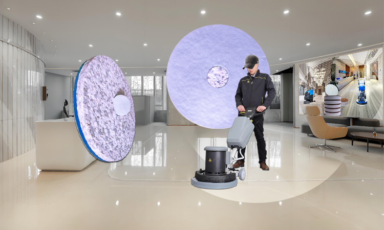 Office Building Marble Floor Cleaning Scrubber Pad - Fleence Fabric Combo Melamine Square Floor Pad.jpg