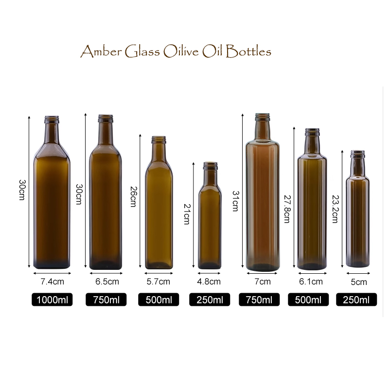 Размеры бутылок оливкового масла из янтарного стекла