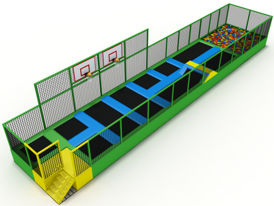 Mini Trampoline Park estreito com basquete