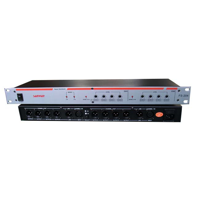 FS-204 Distributeur de signal sonore stéréo 2IN et 8OUT 90V / 240V pour haut-parleur