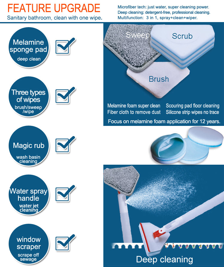 Magic sponge Bathroom Scrubber with handle