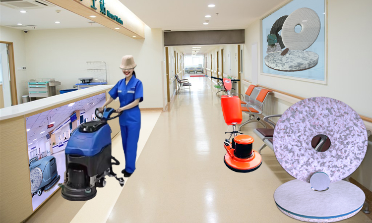 Hospital Corridor Floor Cleaning Scrubber Pad - Fleence Fabric Combo Melamine Square Floor Pad.jpg