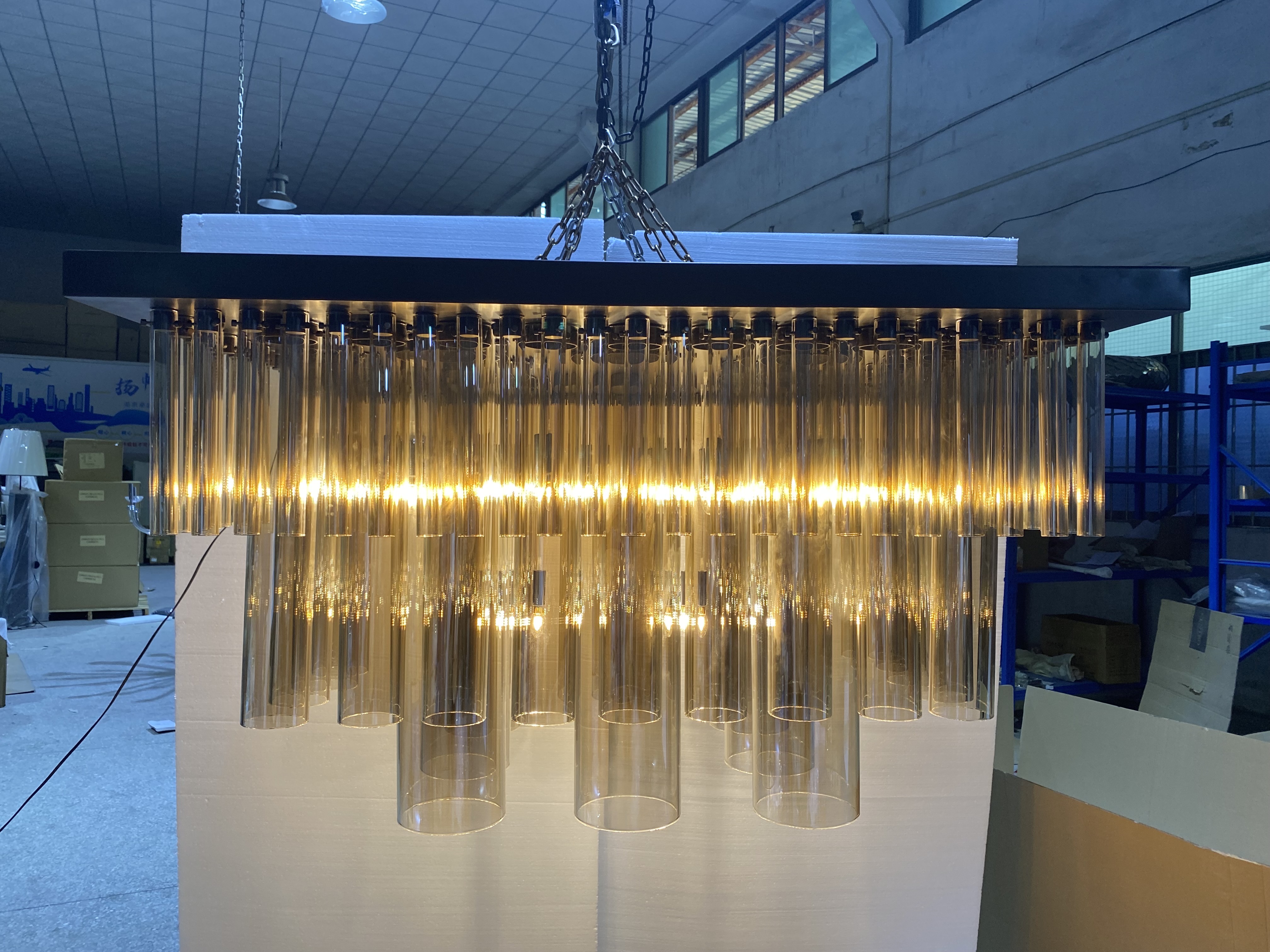 Современная роскошная стеклянная прозрачная металлическая потолочная лампа отеля Palace Project (KYZ-01C)