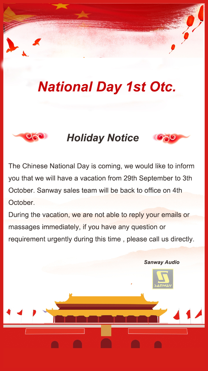 Aviso de vacaciones: Día Nacional