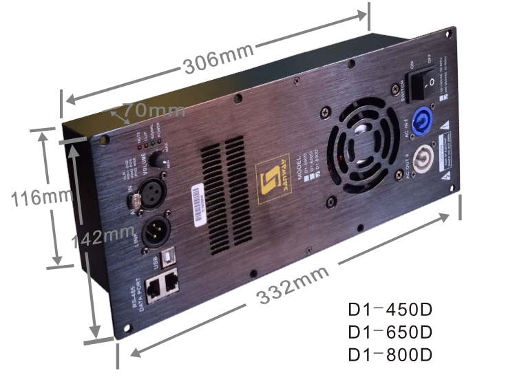 Einkanaliges Verstärkermodul der Klasse D D1-450D für aktive Lautsprecher