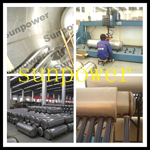 Calentador de agua solar de acero inoxidable de alta presi&oacute;n (tuber&iacute;a de calor) (100L-300L)