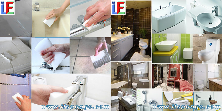bathroom cleaning sponge with soap