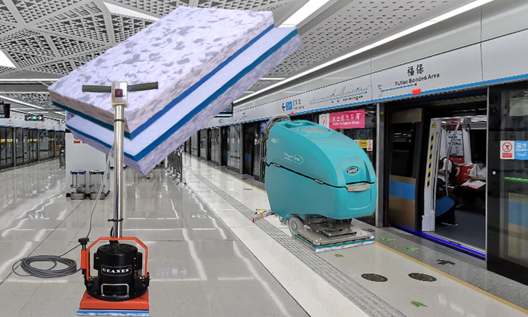Floor Cleaning Pad for Subway Concourses - Fleece Fabric Composite Combo Melamine Rectangular Floor Pad.jpg