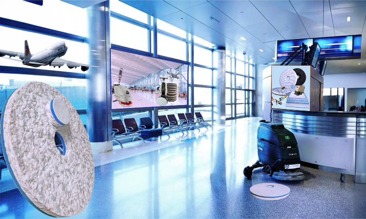 Marble Floor Cleaning Pad for Areas Around Check-In Counters in Terminal Building Lobbies - Fleence Fabric Combo Melamine Floor Pad.jpg