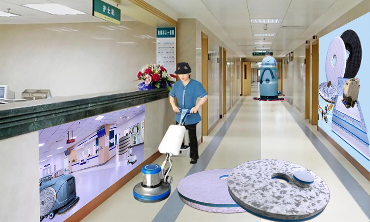 Hospital Inpatient Department Floor Cleaning Scrubber Pad - Fleence Fabric Combo Melamine Square Floor Pad.jpg