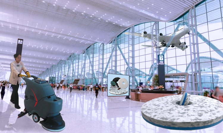 Luggage Scratch Repair Cleaning Pad for Terminal Building Terrazzo Floors - Fleence Fabric Combo Melamine Floor Pad.jpg