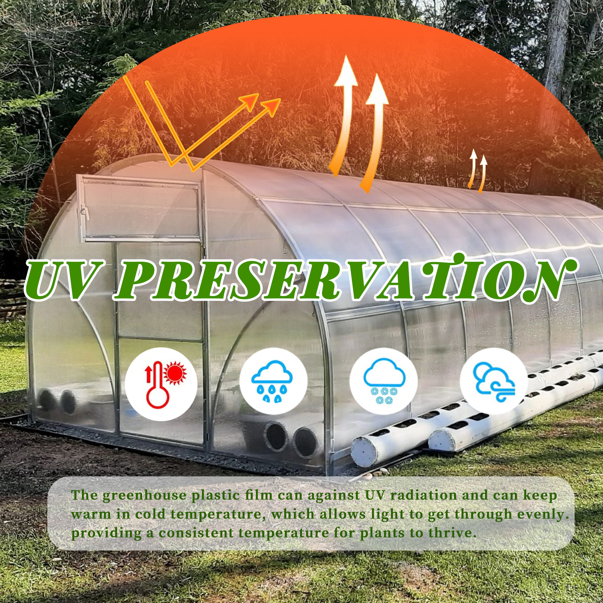 Protección UV agrícola de ultravioletos películas de plástico tejido de invernadero