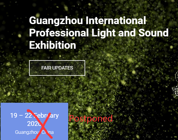 2020 Выставка Гуанчжоу Prolight Sound отложена