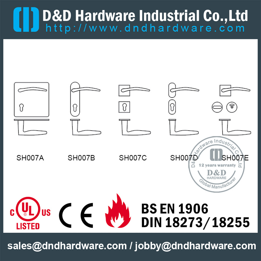 不锈钢精铸实心门执手 - DDSH007