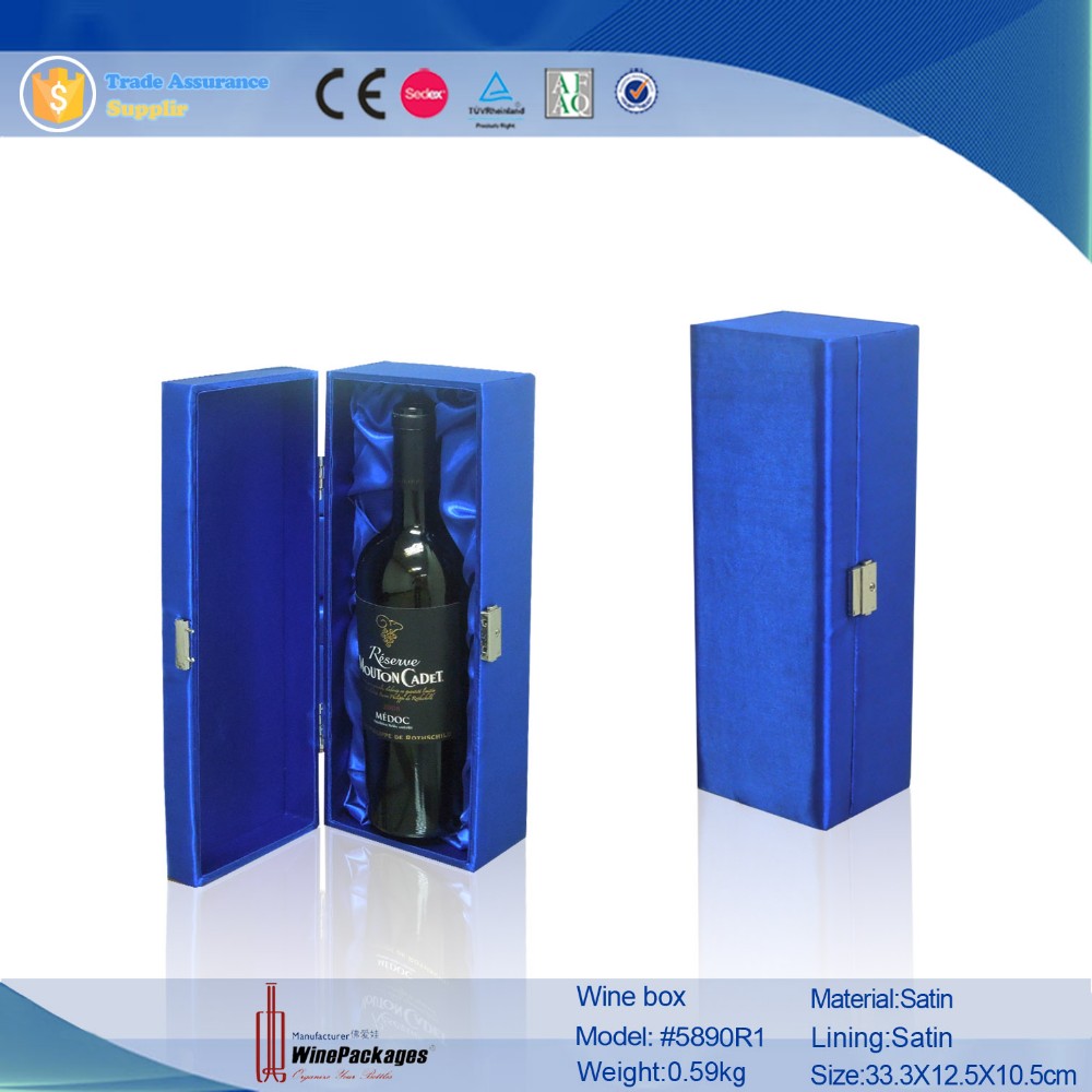 high end luxury satin material customized wine box packaging