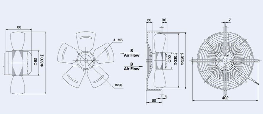 Motores de ventilador axial YWF330