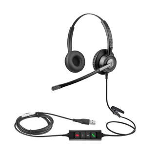 High-Quality Dual Ear Headset with Mic, Compatible with PC, Mobile Phone, VoIP Systems U29