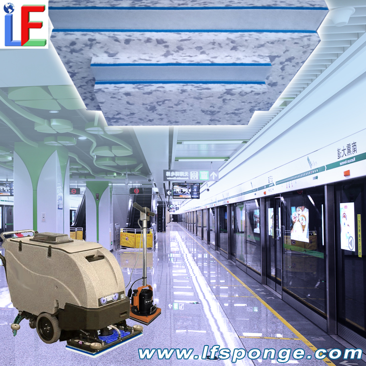 Subway Station Platform Cleaning Fleece Combo Melamine Square Pad 