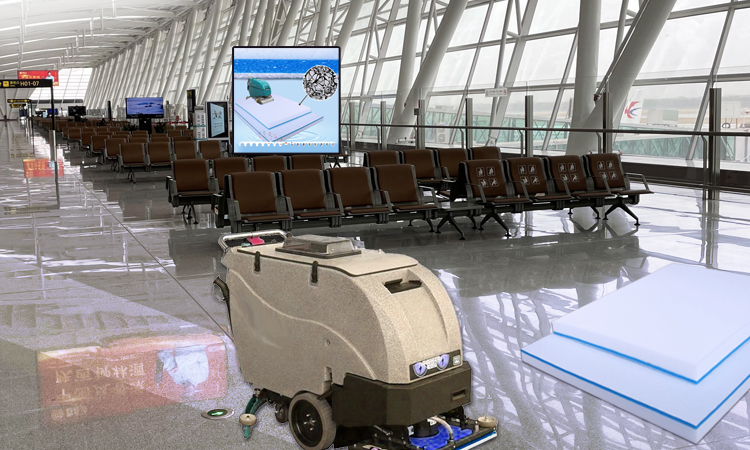 Airport boarding gate areas Floor Cleaning – Fleece-Composited Melamine Scrubber Pad - Compatible with Square Oscillating Floor Scrubbers Efficient Stain Removal.jpg