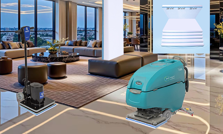 Domestic Cleaning Pad Compatible with Square Oscillating Floor Scrubbers - Fleece Fabric Melamine Square Floor Pad.jpg