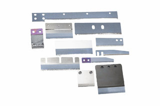 Food packaging material cutting blades
