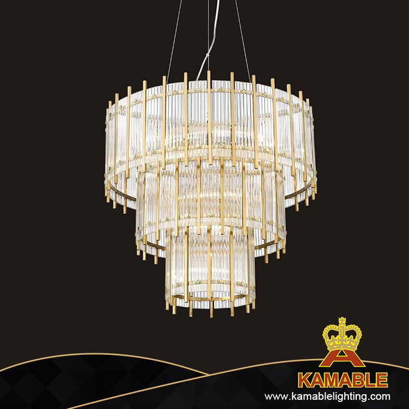 Улучшенная светлая роскошная круглая люстра из стекла и золота в отеле (P68143-12)