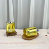 Gold Plating Glass Candle Jar with Wood Lid