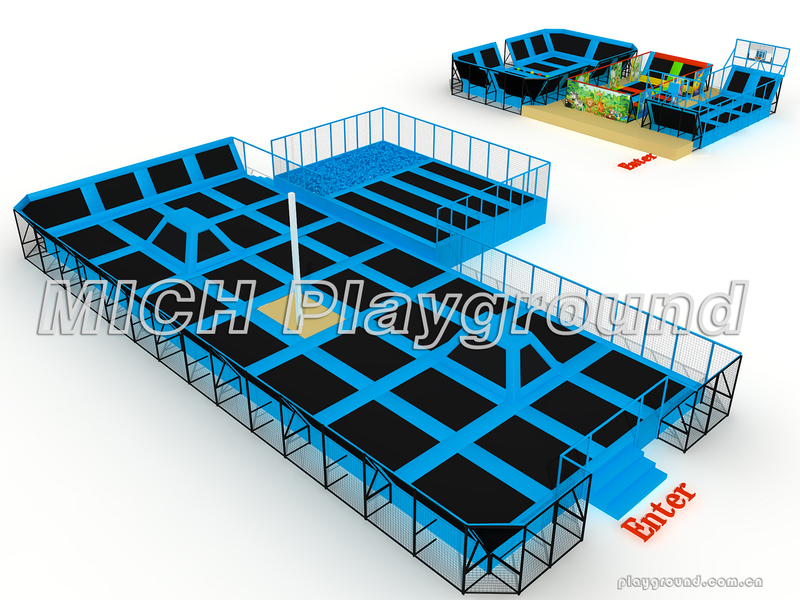 Diseño de parque de trampolín interior MICH para entretenimiento 3505A
