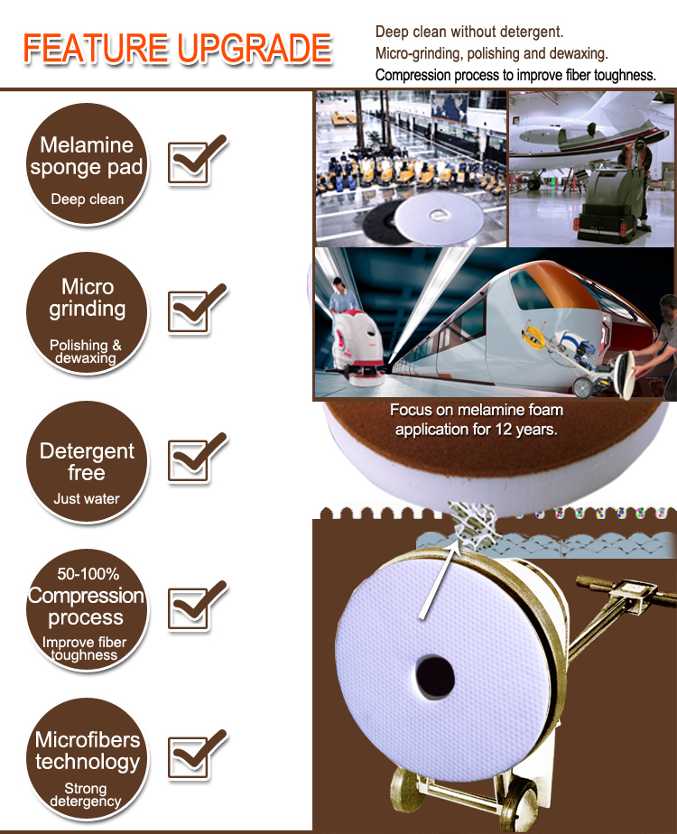 Airports and concourse areas floor cleaning melamine pad advantage