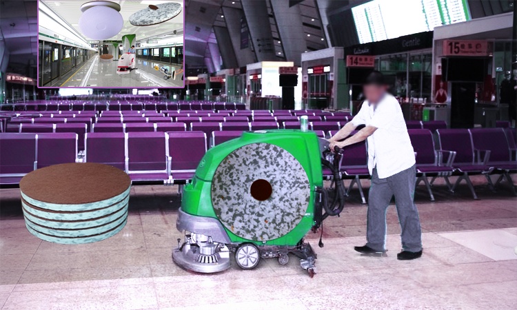 Floor Cleaning for Subway Station Waiting Areas – Combo Melamine Cleaning Pad with Rotary Floor Scrubbers.jpg