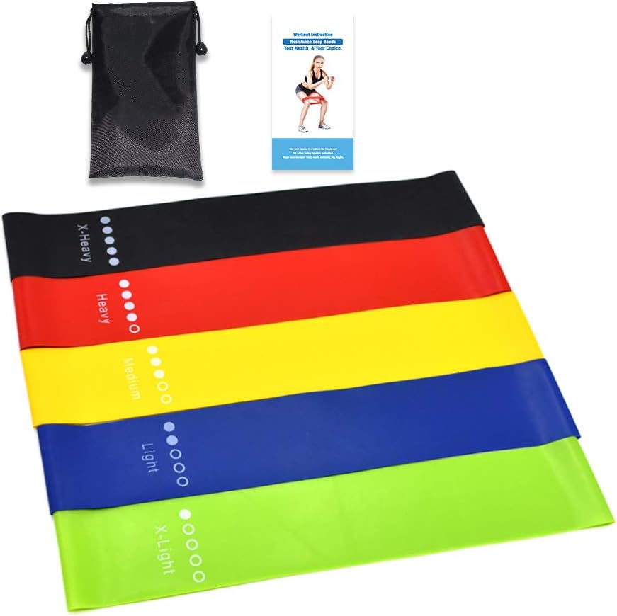 Set of 5 Resistance Bands Exercise Loops Fitness Stretch Bands Yoga Straps Workout Flexbands