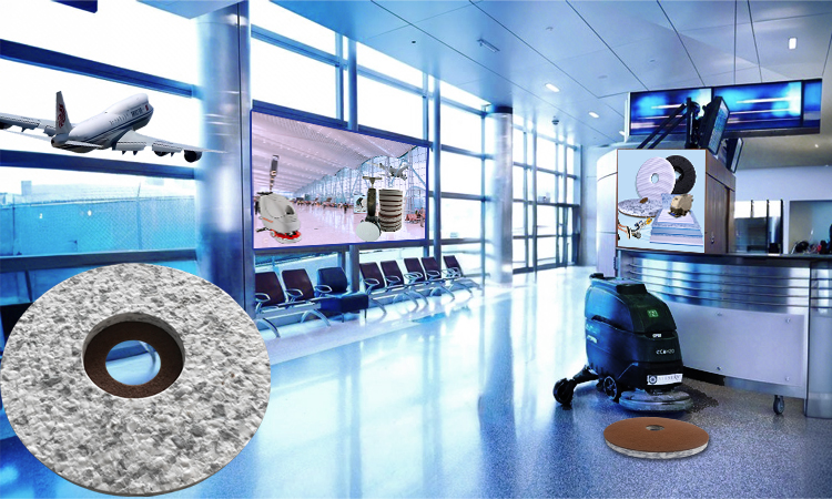 Airport waiting room floor cleaning pad Large & Small Round Melamine Pads with Needle Positioning Fixer for Floor Machine.jpg