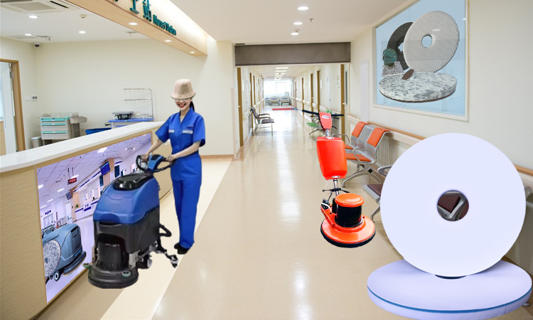 Hospital Passage Epoxy Floor Surface Protection - Hospital Floor Cleaning Scrubber Pad - Fleece Fabric Melamine Floor Pad