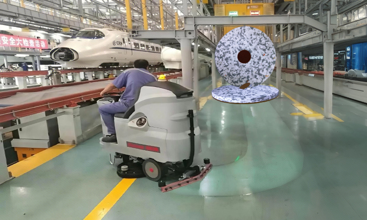 Floor Scrubber Pad Cleaning Floors Between Tracks in EMU High-Speed Train Maintenance Areas –Combo Melamine Cleaning Pad.jpg